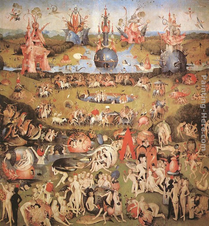 Garden of Earthly Delights, central panel of the triptych painting - Hieronymus Bosch Garden of Earthly Delights, central panel of the triptych art painting
